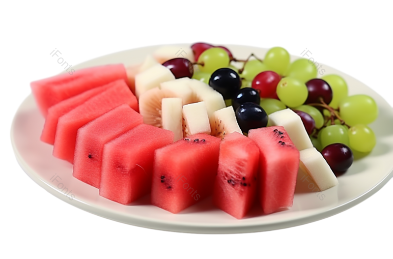 清新图片,健康食物元素,水果PNG,盘子免抠素材